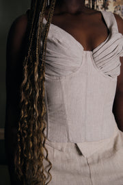 Pleated Bust Linen Corset
