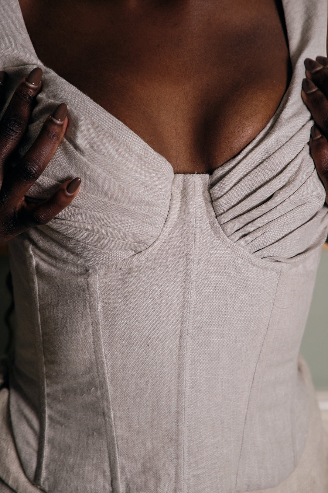 Pleated Bust Linen Corset