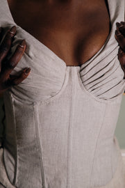 Pleated Bust Linen Corset