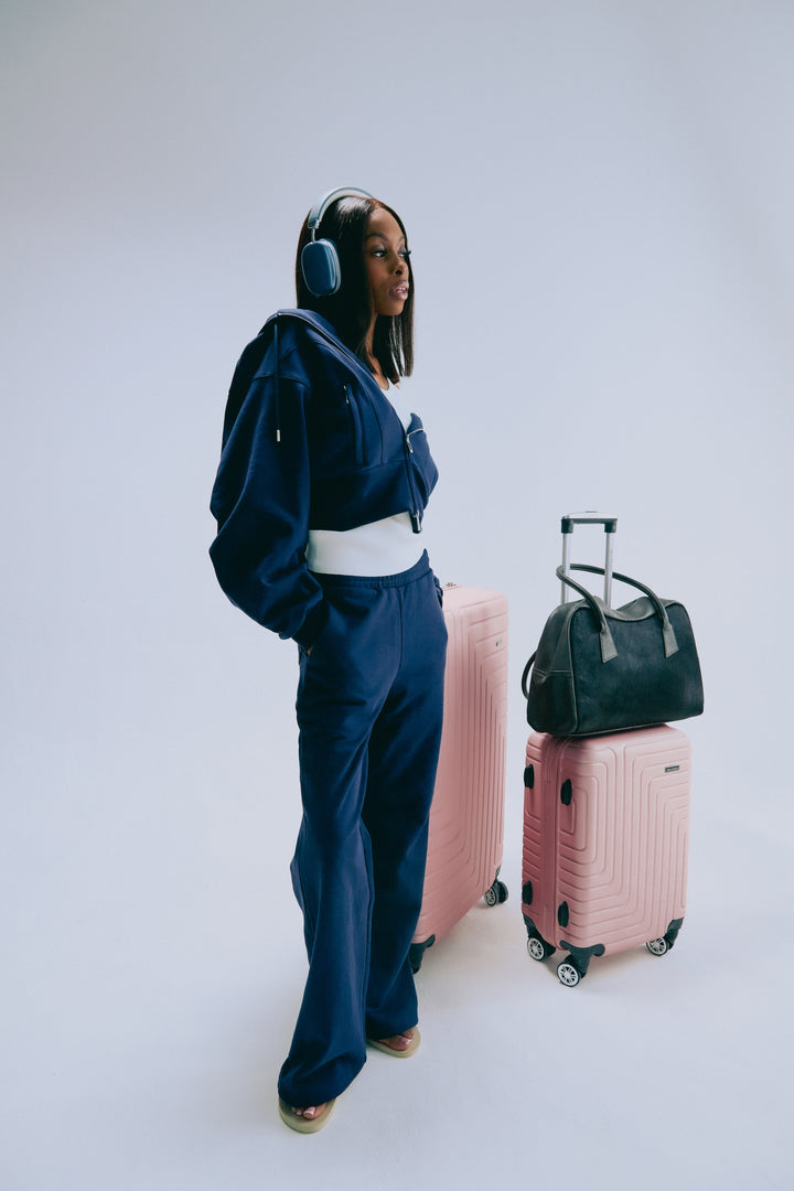 Tailored Flared Leg Pants - Deep Blue