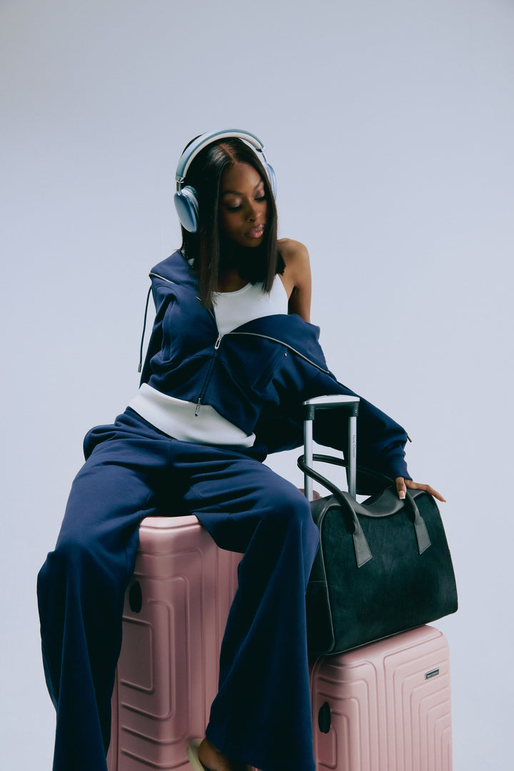 Cotton Zip Through Hoodie - Deep Blue