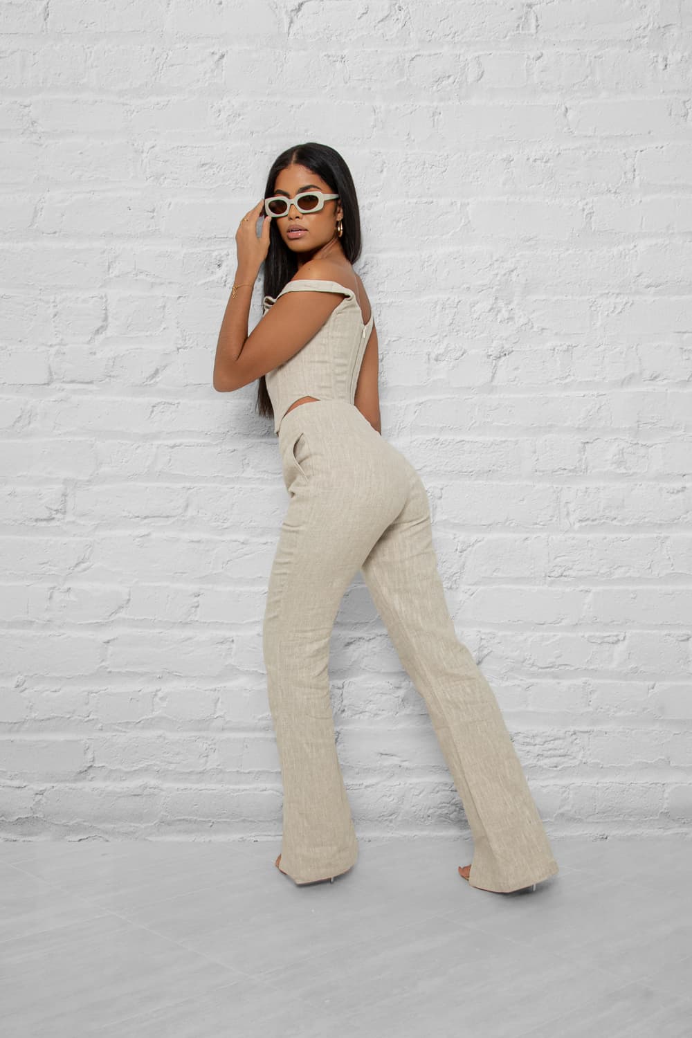 Erin Tailored Linen Foldover Trousers