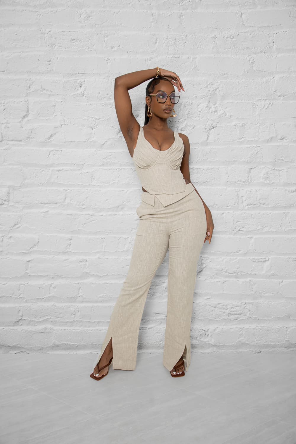 Erin Tailored Linen Foldover Trousers