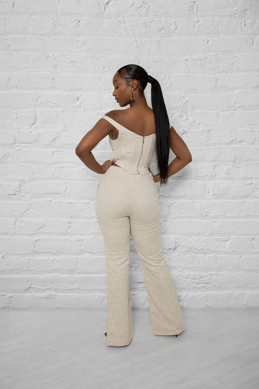 Erin Tailored Linen Foldover Trousers